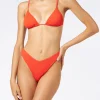 Orangefarbener, gerippter Triangel-Bikini