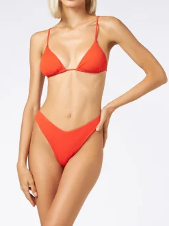 Orangefarbener, gerippter Triangel-Bikini