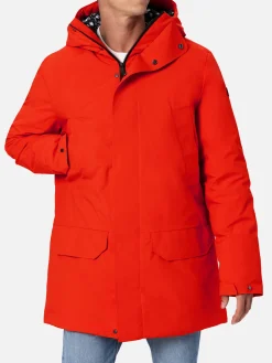 Orangefarbener Parka für Herren mit Kapuze und Bandana-Futter