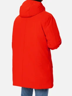 Orangefarbener Parka für Herren mit Kapuze und Bandana-Futter