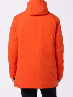 Orangefarbener Parka für Herren mit Kapuze und Bandana-Futter