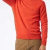 Orangefarbener Stretch-Wollpullover für Herren mit St. Barth-Stickerei