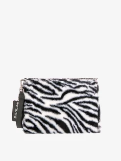 Parisienne Pelz-Umhängetasche Clutch mit Zebradruck