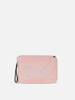 Parisienne rosa gestrickte Umhängetasche Clutch aus Bouclé