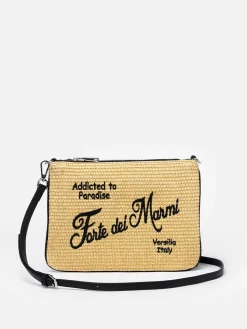 Parisienne Stroh-Pochette mit Forte dei Marmi-Stickerei
