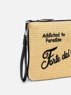Parisienne Stroh-Pochette mit Forte dei Marmi-Stickerei