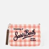 Parisienne Umhängetasche Clutch aus Wollstoff mit rosa Gingham-Karo