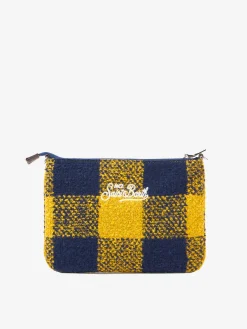 Parisienne Umhängetasche Clutch aus Wolle mit gelbem Karomuster