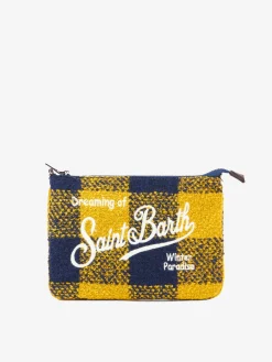 Parisienne Umhängetasche Clutch aus Wolle mit gelbem Karomuster