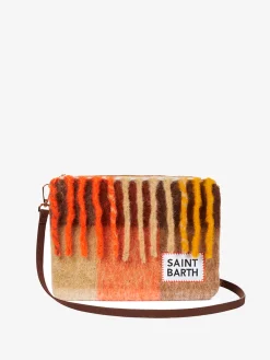 Parisienne-Decken-Umhängetasche Clutch mit orangefarbenen und braunen Karos