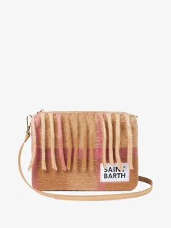 Parisienne-Decken-Umhängetasche Clutch mit rosa und beigem Schottenmuster