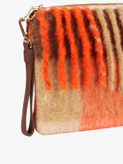 Parisienne-Decken-Umhängetasche Clutch mit orangefarbenen und braunen Karos