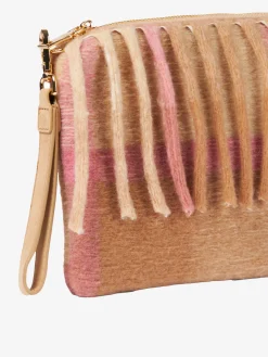 Parisienne-Decken-Umhängetasche Clutch mit rosa und beigem Schottenmuster