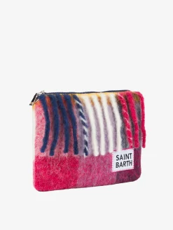 Parisienne-Decken-Umhängetasche Clutch in Rosa- und Grautönen