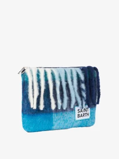 Parisienne-Decken-Umhängetasche Clutch mit hellblauem Karomuster