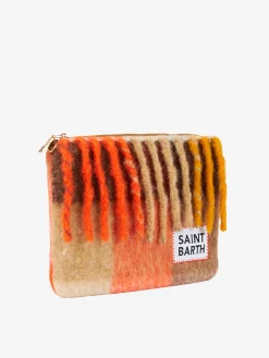 Parisienne-Decken-Umhängetasche Clutch mit orangefarbenen und braunen Karos