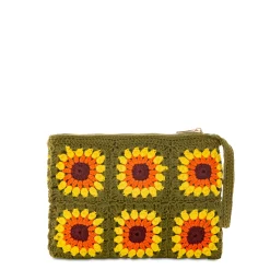 Parisienne-Häkelclutch mit Sonnenblumenstickerei
