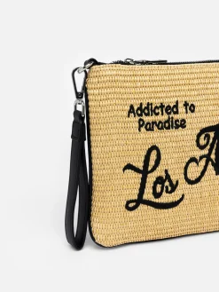 Parisienne-Strohpochette mit Los-Angeles-Stickerei