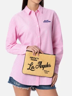 Parisienne-Strohpochette mit Los-Angeles-Stickerei