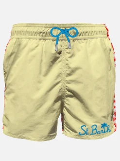 Pastellgelbe Herren-Badeshorts mit Tasche