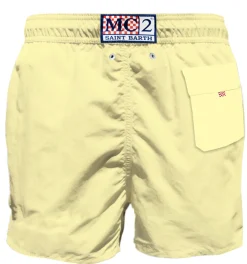 Pastellgelbe Herren-Badeshorts mit Tasche