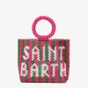 Perlenhandtasche mit rosa und grünen Streifen