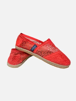 Pfirsichrosa Makramee-Espadrillas