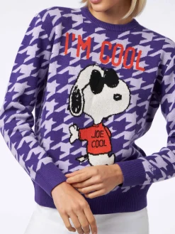 Pied-de-Poule-Pullover für Damen mit Rundhalsausschnitt und Snoopy-Aufdruck | SNOOPY PEANUTS™ SONDEREDITION