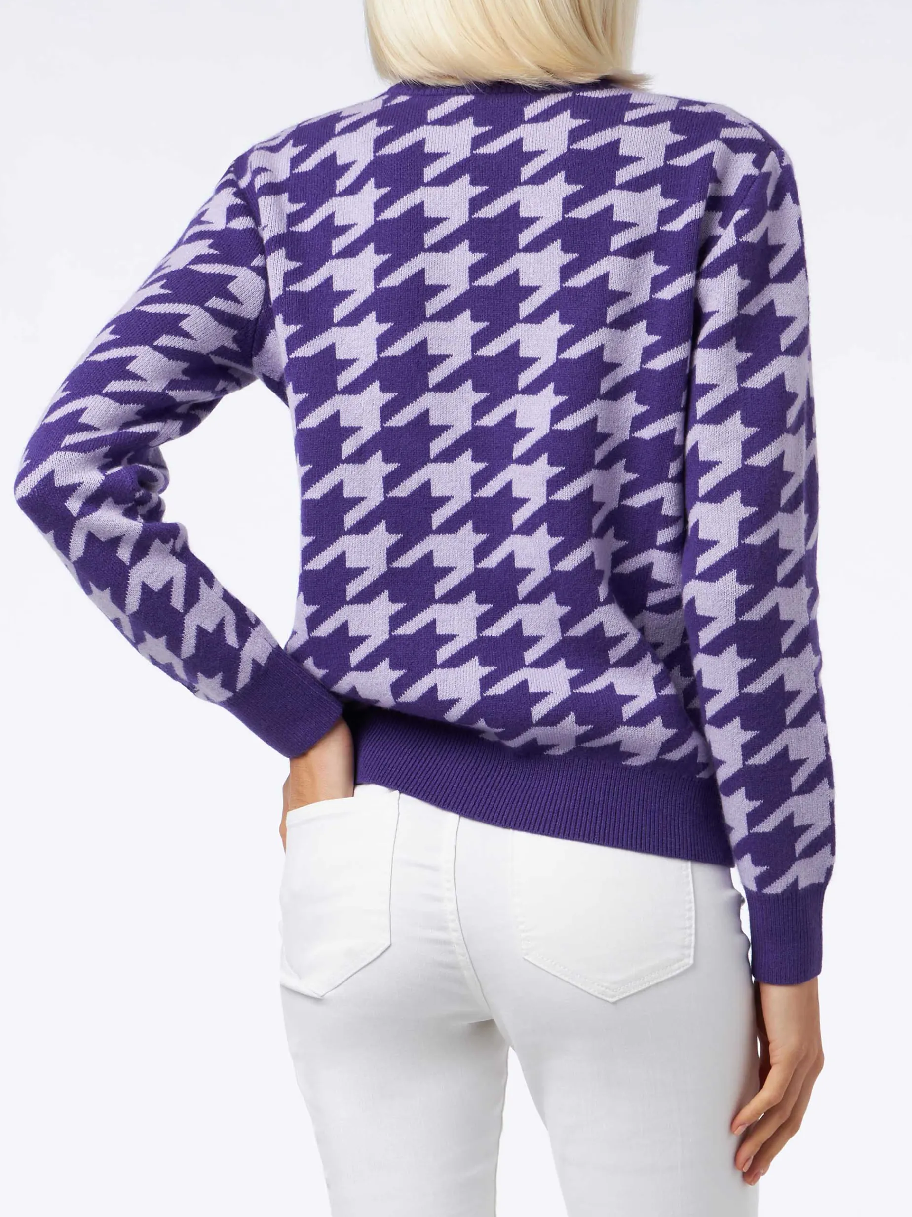 Pied-de-Poule-Pullover für Damen mit Rundhalsausschnitt und Snoopy-Aufdruck | SNOOPY PEANUTS™ SONDEREDITION