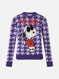 Pied-de-Poule-Pullover für Damen mit Rundhalsausschnitt und Snoopy-Aufdruck | SNOOPY PEANUTS™ SONDEREDITION