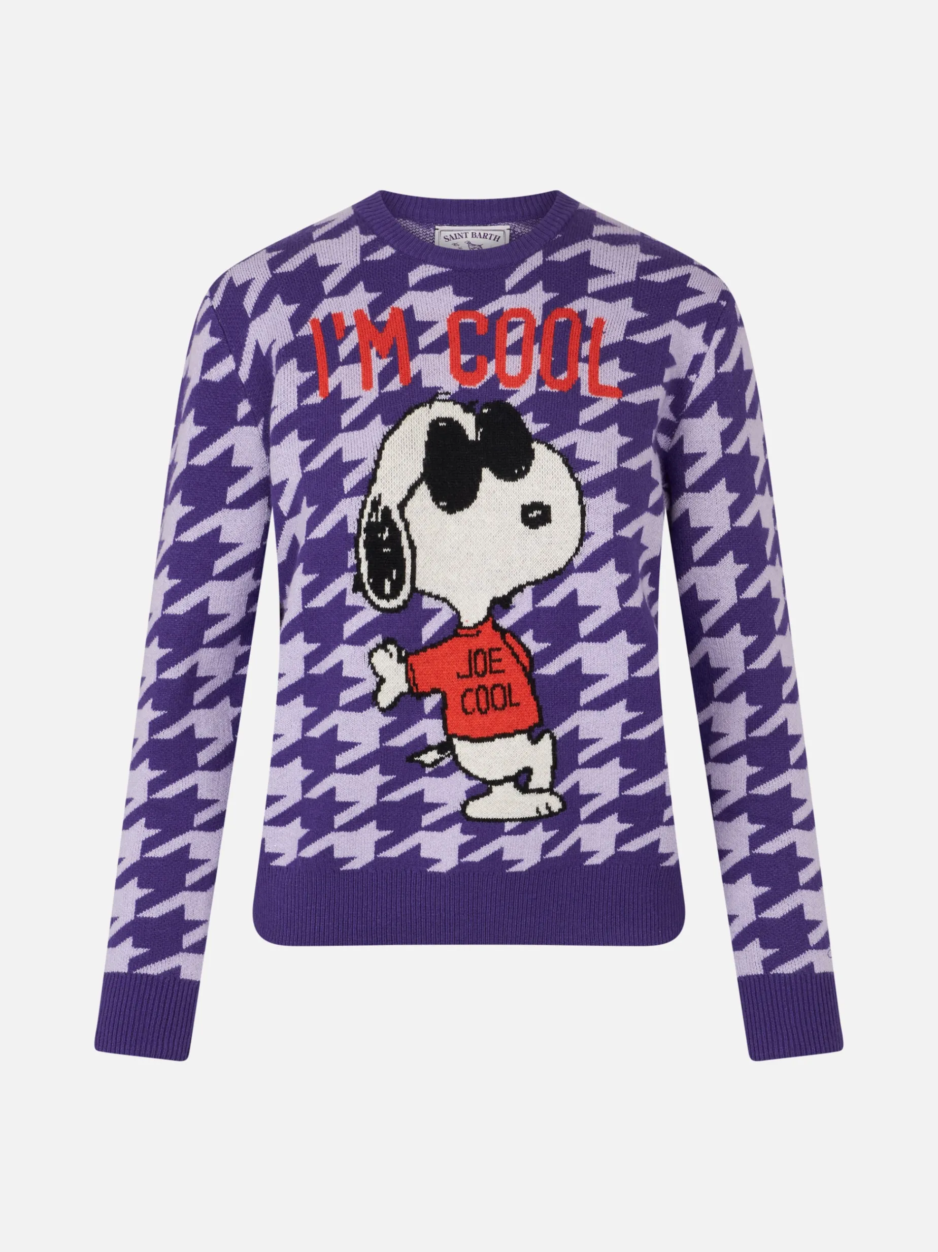 Pied-de-Poule-Pullover für Damen mit Rundhalsausschnitt und Snoopy-Aufdruck | SNOOPY PEANUTS™ SONDEREDITION