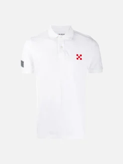 Piquet-Poloshirt für Kinder mit Stickerei vorne und Aufdruck hinten