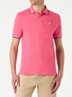 Polo-Piquet für Herren in Fluo-Rosa