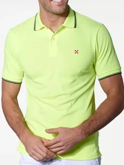 Poloshirt aus Fluo-Piquet in Gelb mit St. Barth-Karologo