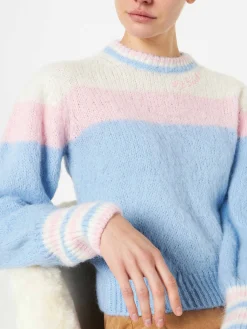 Pullover aus gebürstetem Strick mit Puffärmeln und St. Barth-Stickerei