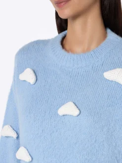 Pullover aus gebürstetem Strick mit Wolkendetails
