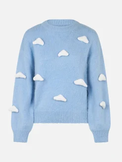 Pullover aus gebürstetem Strick mit Wolkendetails