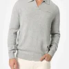 Pullover Covent aus graumeliertem Kaschmir-Mix mit Polokragen für Herren