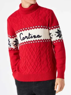 Pullover mit halbem Rollkragen und Cortina-Schriftzug