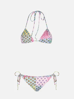 Radikaler Damen-Triangel-Bikini mit Blumenbesatz Leah Virgo