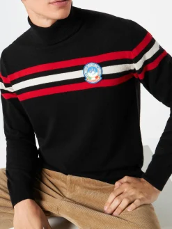 Rollkragenpullover aus Kaschmirmischung mit Aufnäher