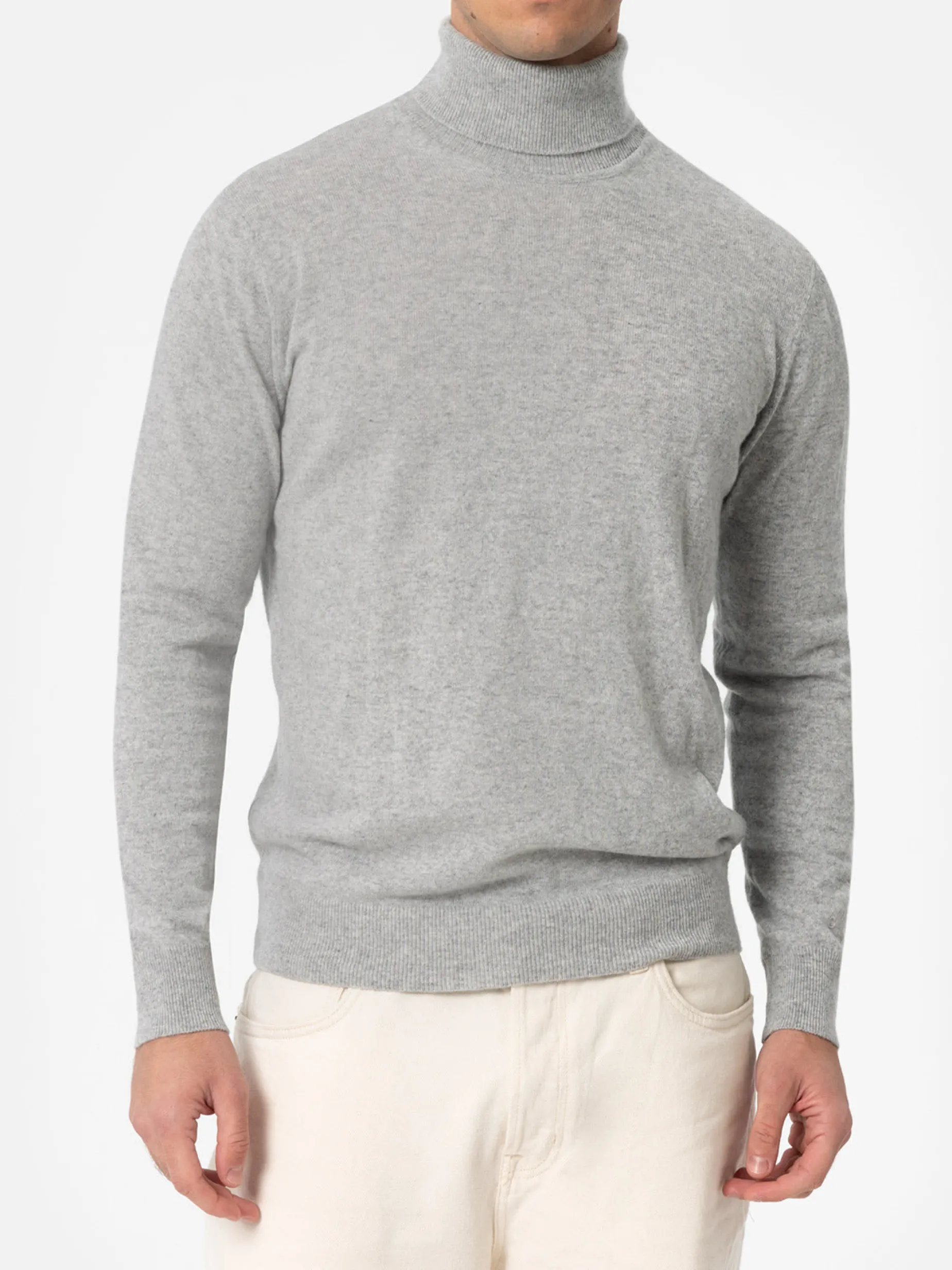 Rollkragenpullover Bond aus graumeliertem Kaschmir-Mix für Herren