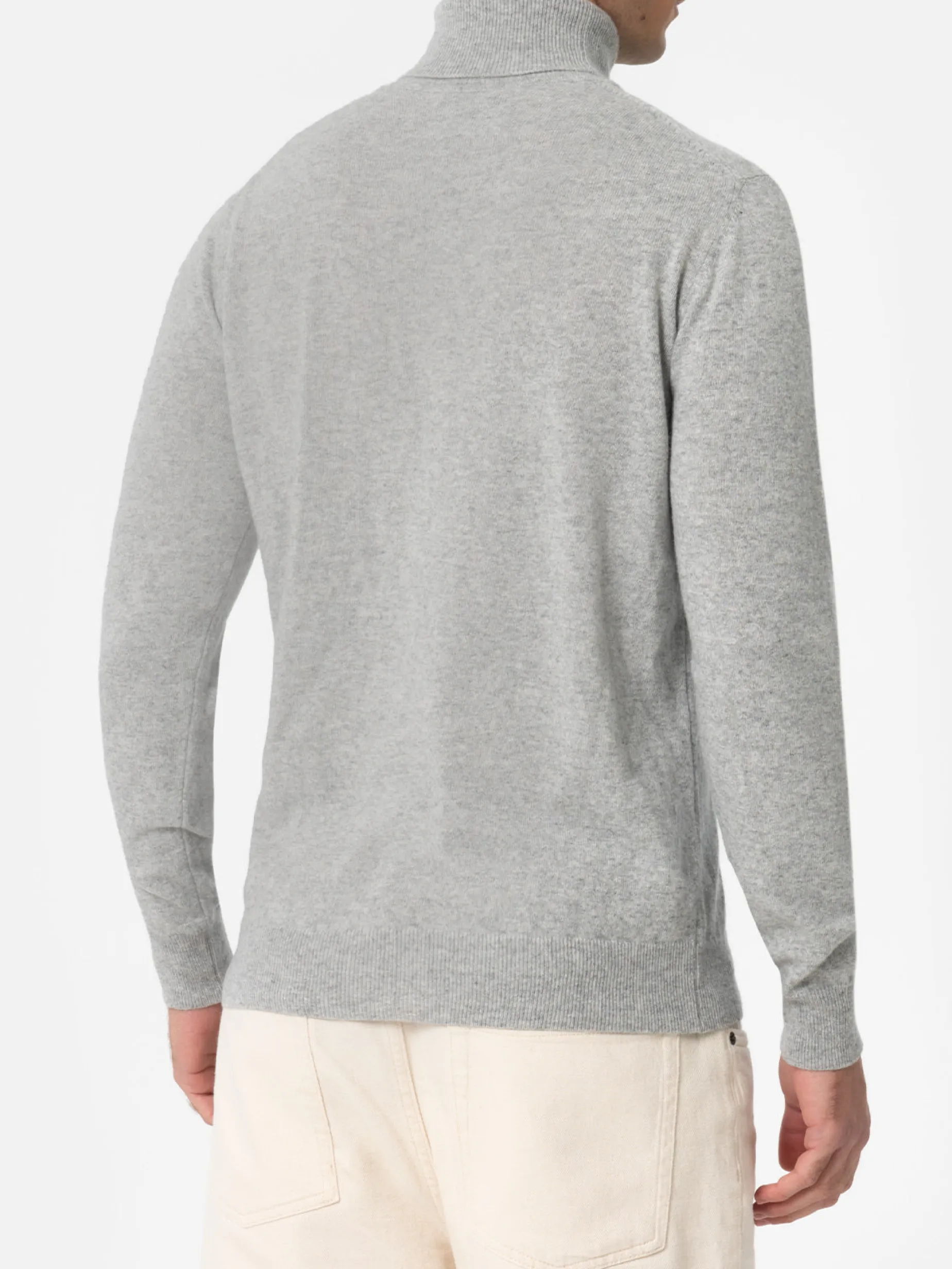 Rollkragenpullover Bond aus graumeliertem Kaschmir-Mix für Herren