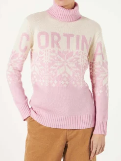 Rollkragenpullover für Damen mit Cortina-Print