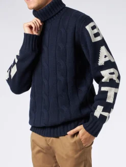 Rollkragenpullover mit Zopfmuster von Saint Barth