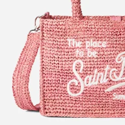 Rosa Basthandtasche von Colette mit Saint-Barth-Stickerei