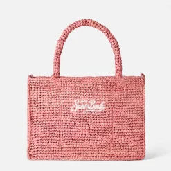 Rosa Basthandtasche von Colette mit Saint-Barth-Stickerei