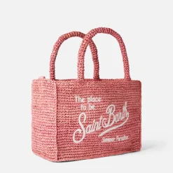 Rosa Basthandtasche von Colette mit Saint-Barth-Stickerei