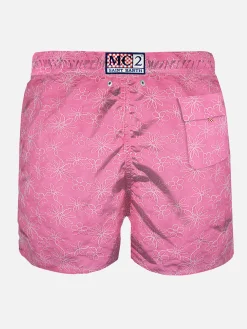 Rosa bestickte Badeshorts