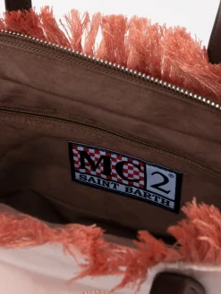 Rosa Colette-Handtasche aus Samt mit Strass-Logo